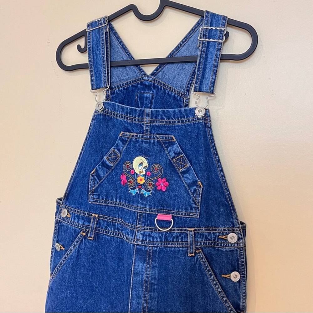 Tweety Bird Warner Bros. 2000s Denim Overalls. Juniors size 14